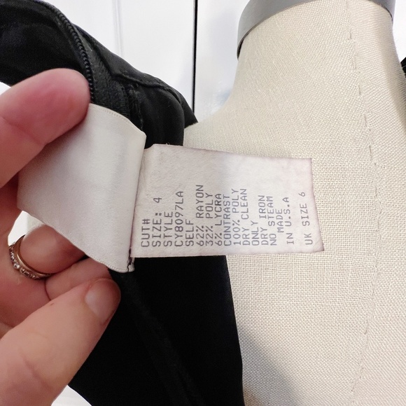 Vintage 1990s Black Ruched Tuxedo Style Dress Gown Tadashi Size 4 - Picture 6 of 7